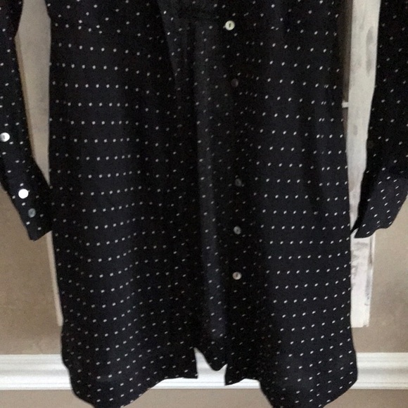 Black with dots trendy tunic button down top S - Picture 3 of 8